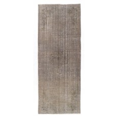 Vintage Handmade Turkish Runner Rug Over-dyed in Gray Color. Kitchen Rug