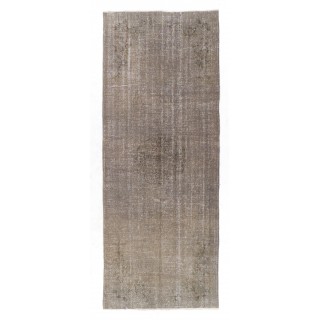 Vintage Handmade Turkish Runner Rug Over-dyed in Gray Color. Kitchen Rug