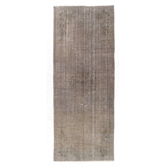 Distressed Vintage Handmade Turkish Rug Over-dyed in Gray Color. Woolen Floor Covering Distressed Vintage Handmade Turkish Rug Over-dyed in Gray Color. Woolen Floor Covering