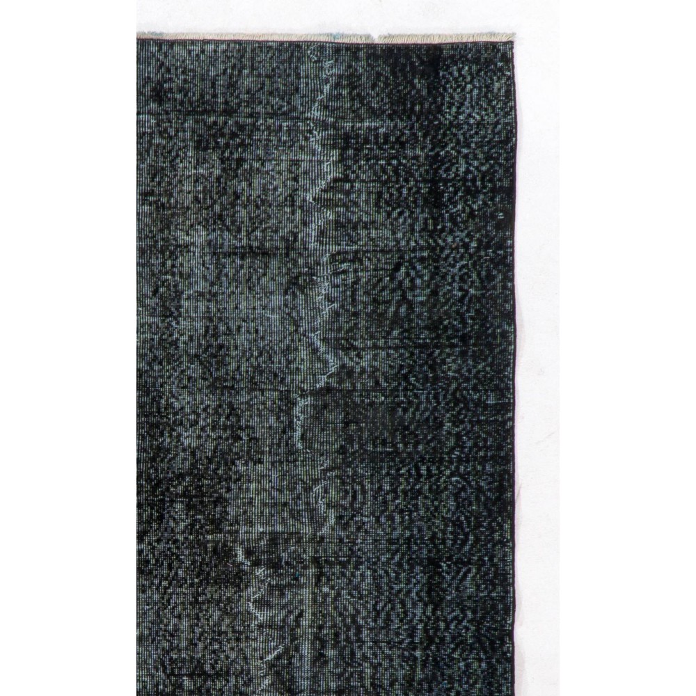 Upcycled Handmade Turkish Area Rug Over-Dyed in Black
