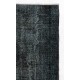 Upcycled Handmade Turkish Area Rug Over-Dyed in Black