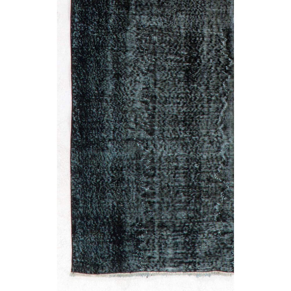 Upcycled Handmade Turkish Area Rug Over-Dyed in Black