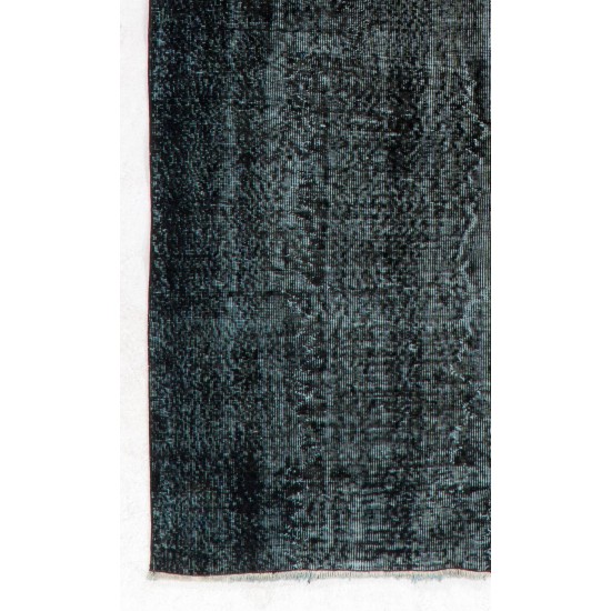 Home and Office Decor Handmade Turkish Area Rug Over-Dyed in Black