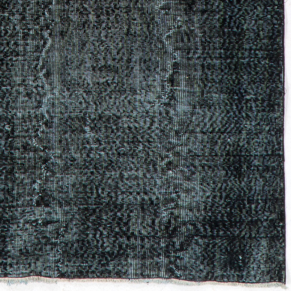 Vintage Handmade Turkish Area Rug Over-Dyed in Black Color