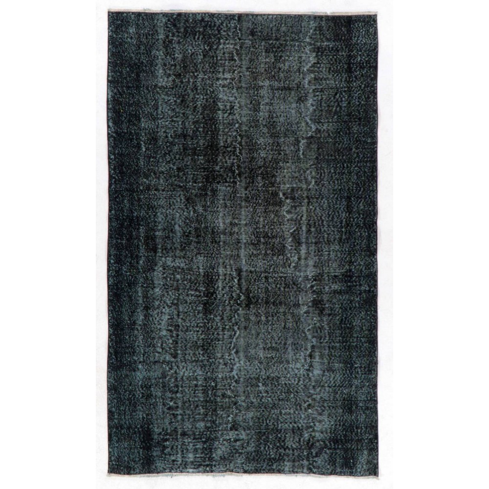 Upcycled Handmade Turkish Area Rug Over-Dyed in Black