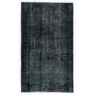 Vintage Handmade Turkish Area Rug Over-Dyed in Black Color