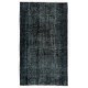 Upcycled Handmade Turkish Area Rug Over-Dyed in Black