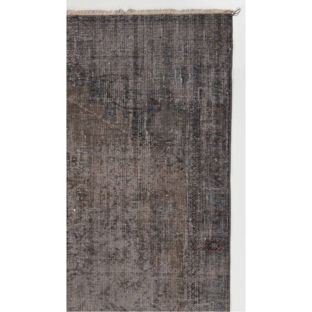 Gray Color Overdyed Handmade Vintage Turkish Rug