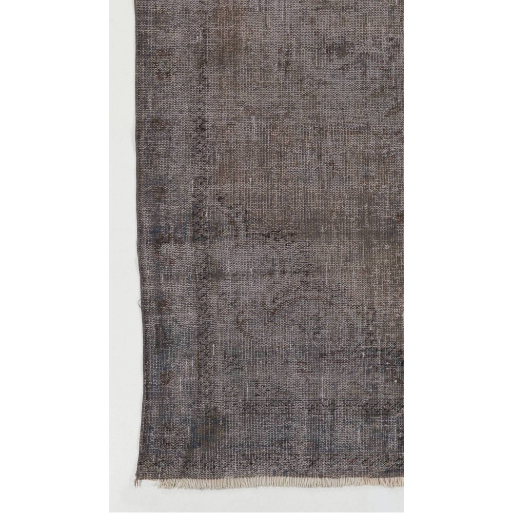 Gray Color Overdyed Handmade Vintage Turkish Rug