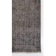 Gray Color Overdyed Handmade Vintage Turkish Rug