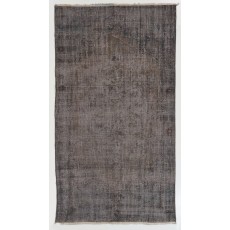 Gray Color Overdyed Handmade Vintage Turkish Rug