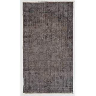 Gray Color Overdyed Handmade Vintage Turkish Rug