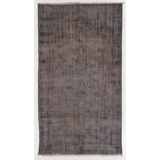 Gray Color OVERDYED Handmade Vintage Turkish Rug