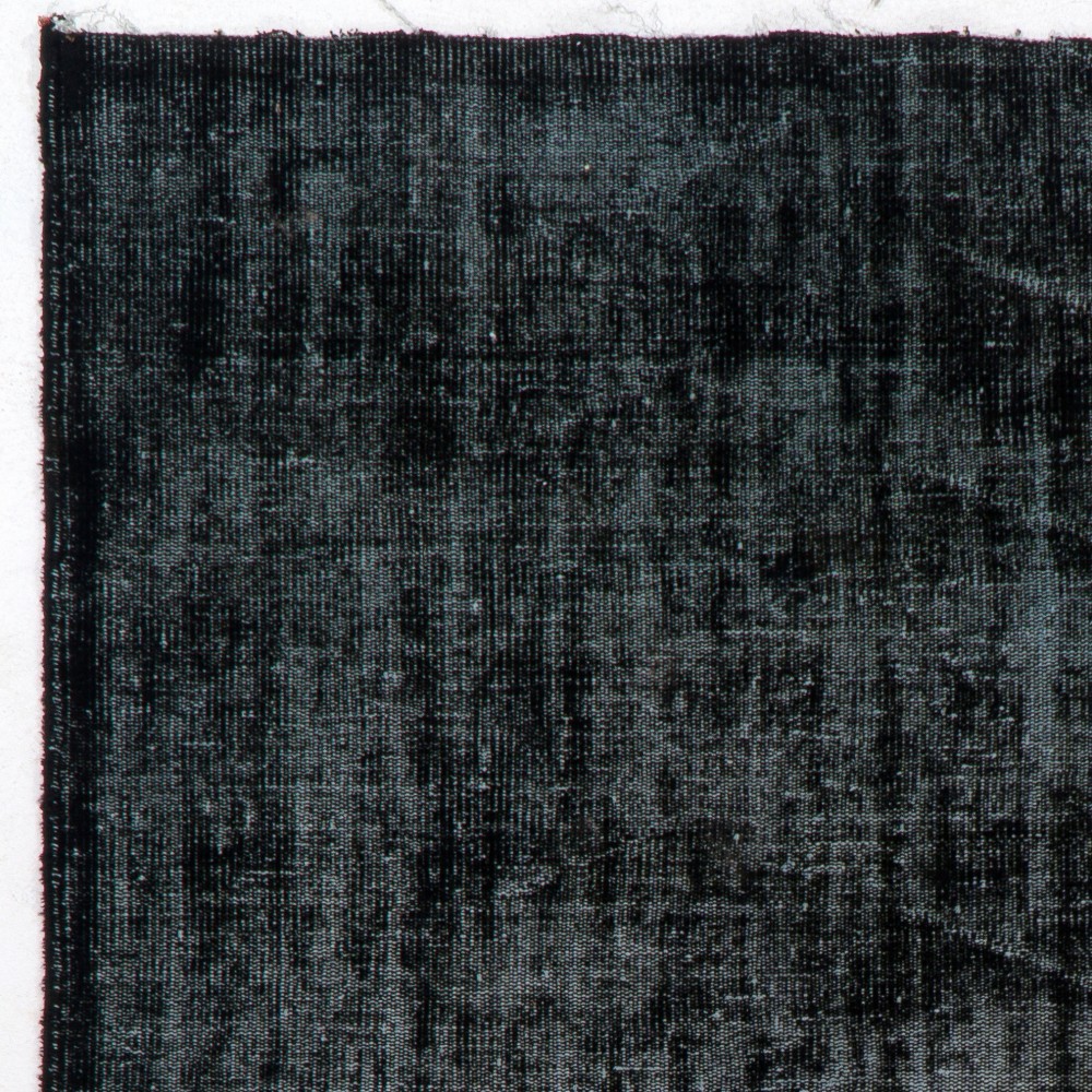 Distressed Vintage Turkish Rug Overdyed in Black