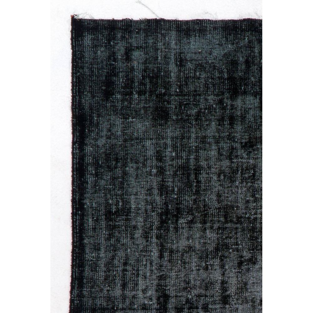 Black Color Overdyed Distressed Vintage Turkish Rug