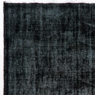 Distressed Vintage Turkish Rug Overdyed in Black