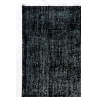 Distressed Vintage Turkish Rug Overdyed in Black
