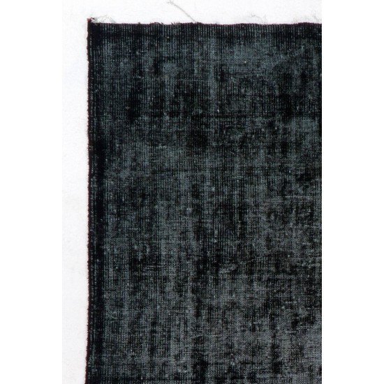 Black Color OVERDYED Distressed Vintage Turkish Rug
