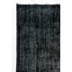 Black Color Overdyed Distressed Vintage Turkish Rug