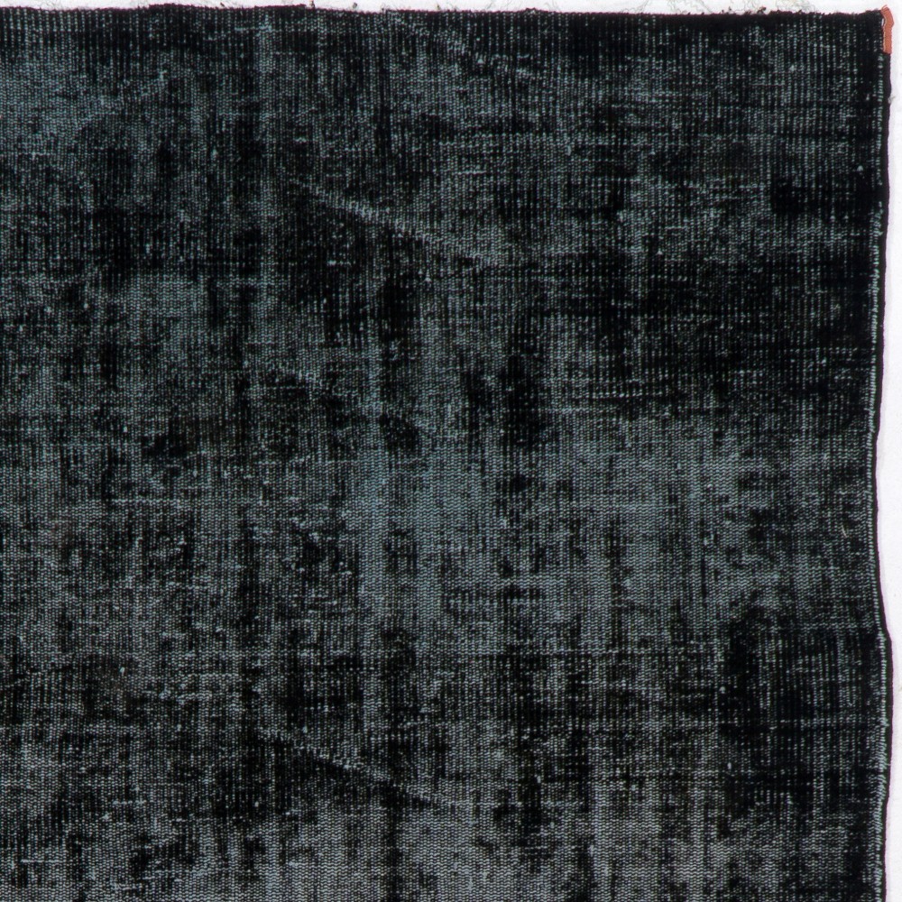 Distressed Vintage Turkish Rug Overdyed in Black