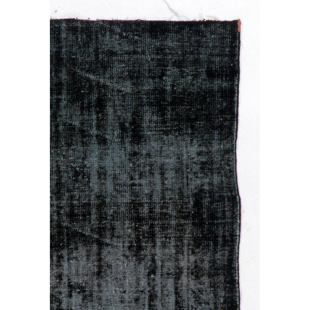 Black Color Overdyed Distressed Vintage Turkish Rug