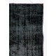 Black Color Overdyed Distressed Vintage Turkish Rug