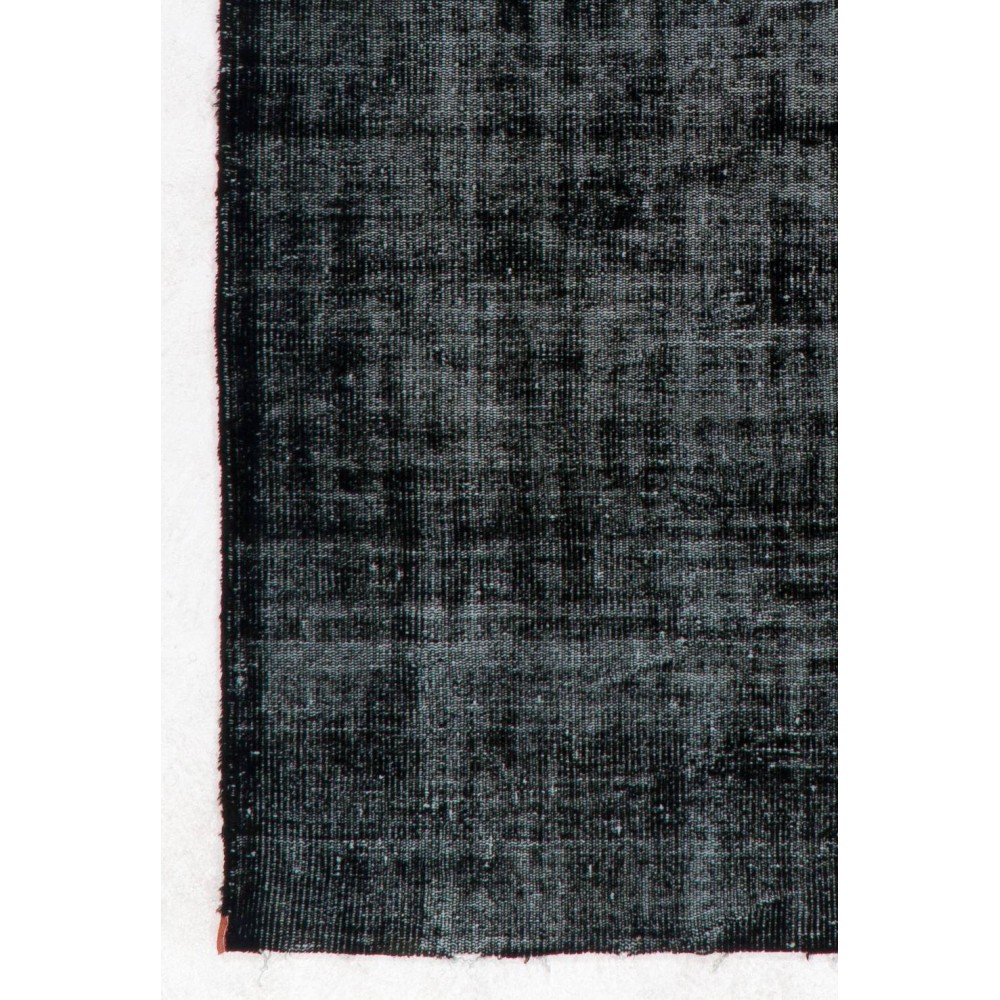 Black Color Overdyed Distressed Vintage Turkish Rug