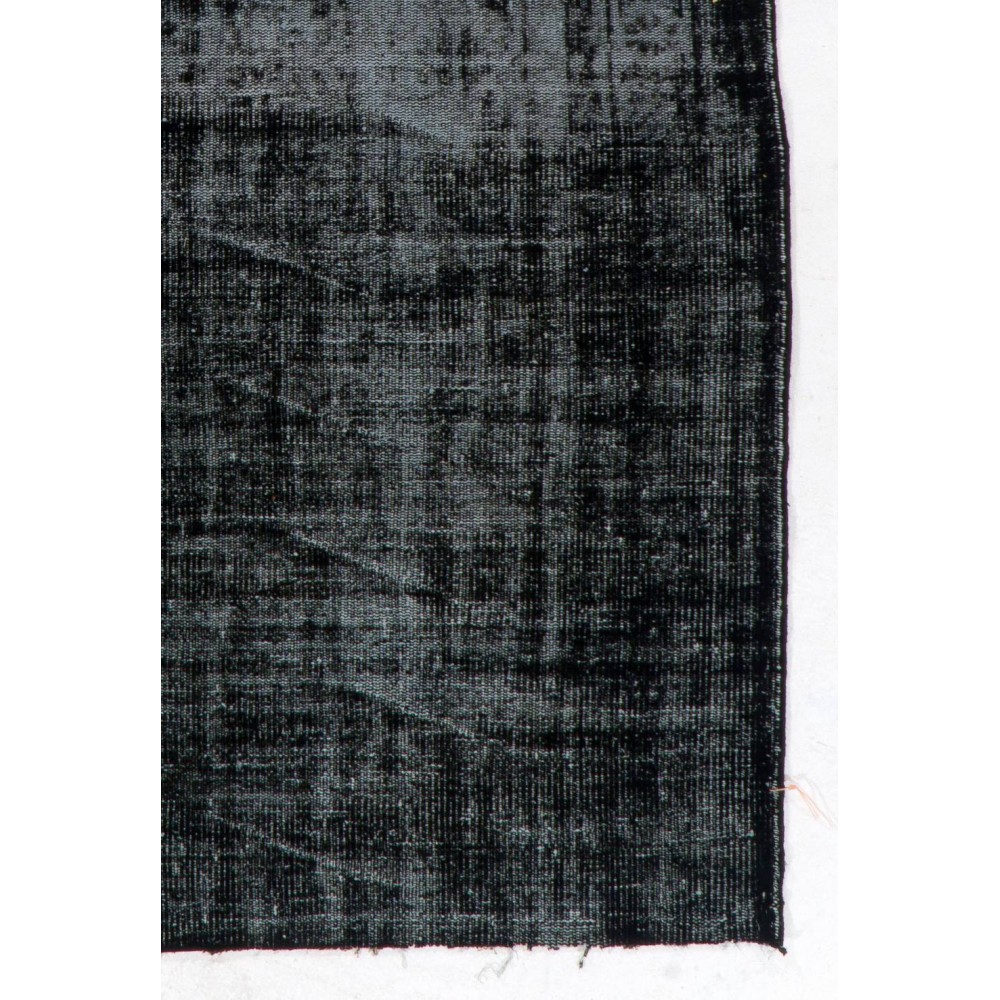 Black Color Overdyed Distressed Vintage Turkish Rug