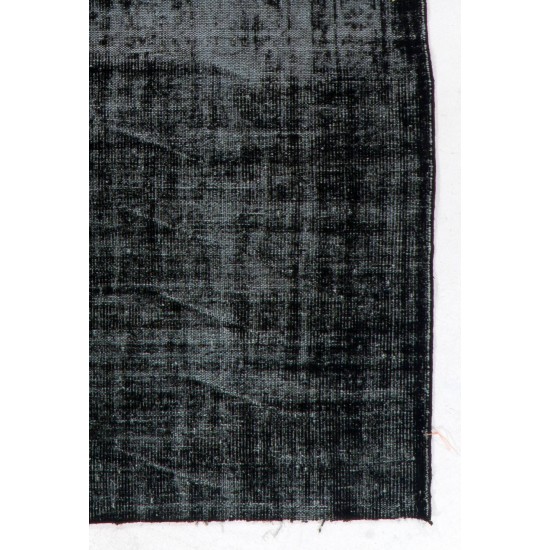 Black Color OVERDYED Distressed Vintage Turkish Rug