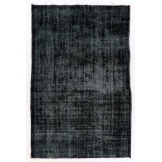 Distressed Vintage Turkish Rug Overdyed in Black