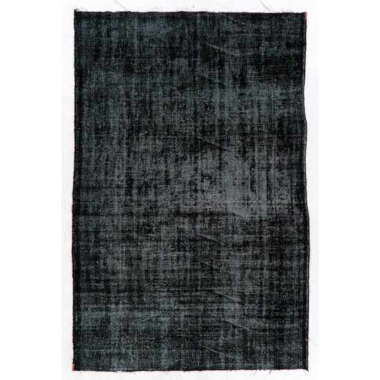 Black Color OVERDYED Distressed Vintage Turkish Rug Black Color OVERDYED Distressed Vintage Turkish Rug