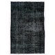 Black Color Overdyed Distressed Vintage Turkish Rug