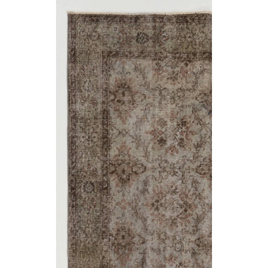 Gray Color OVERDYED Handmade Vintage Turkish Rug