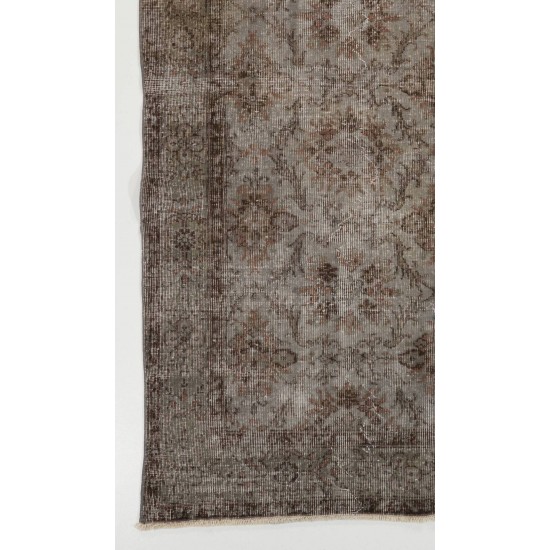 Gray Color OVERDYED Handmade Vintage Turkish Rug