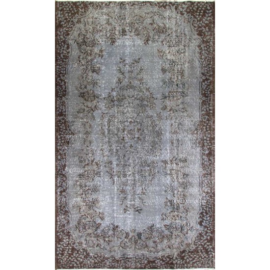 Gray Color OVERDYED Handmade Vintage Turkish Rug