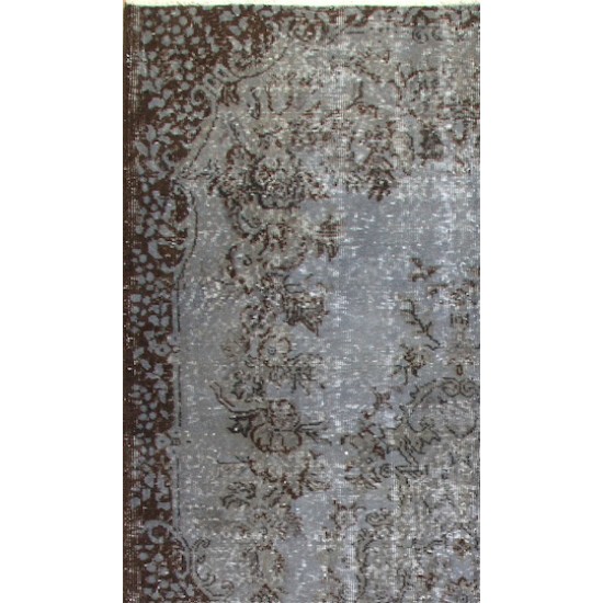 Gray Color OVERDYED Handmade Vintage Turkish Rug