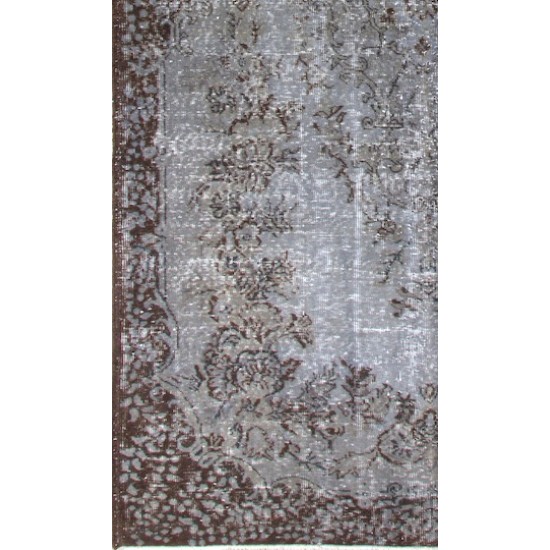 Gray Color OVERDYED Handmade Vintage Turkish Rug