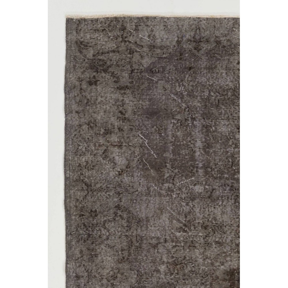 Handmade Turkish Rug in Gray Color, Modern Upcycled Wool Grey Rug