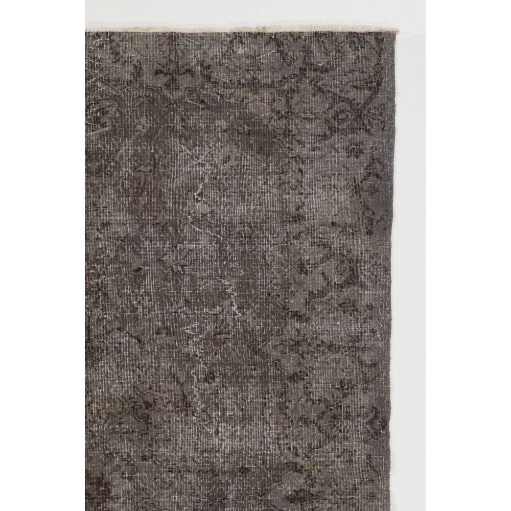 Handmade Turkish Rug in Gray Color, Modern Upcycled Wool Grey Rug