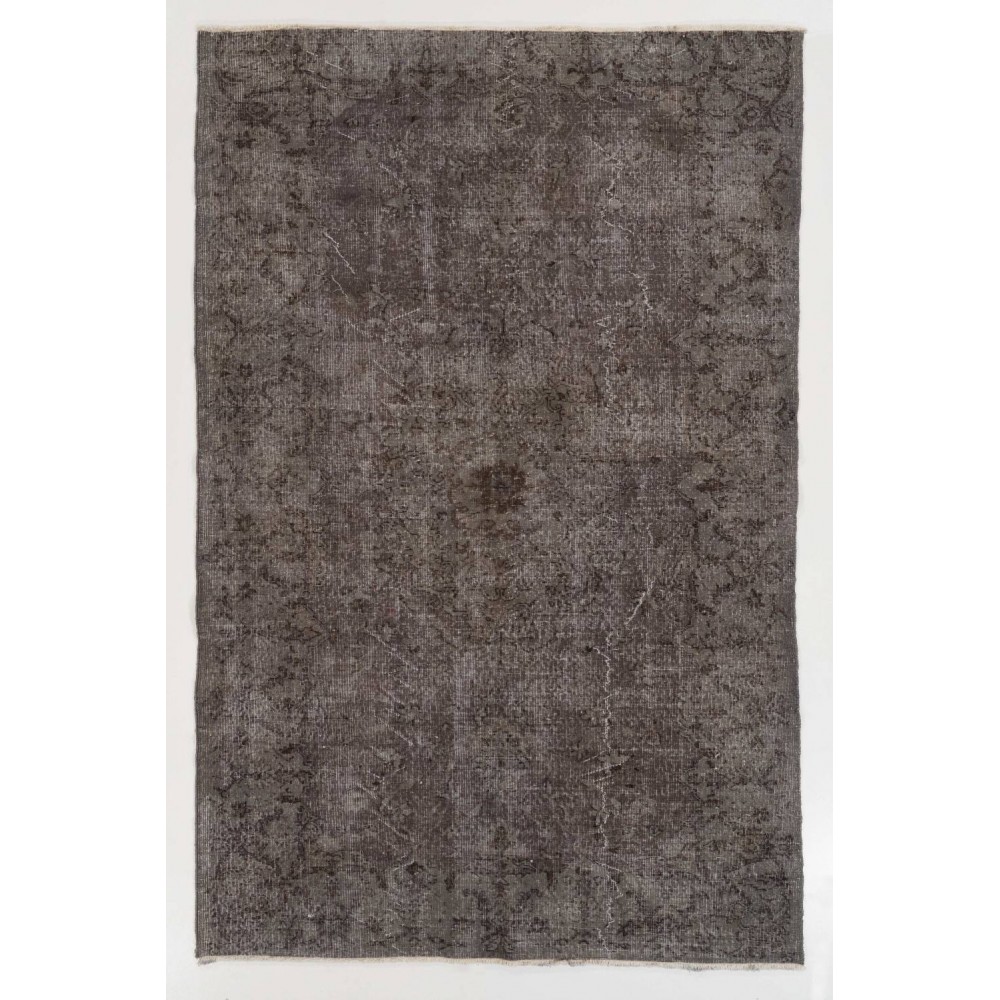 Handmade Turkish Rug in Gray Color, Modern Upcycled Wool Grey Rug