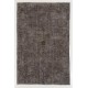 Handmade Turkish Rug in Gray Color, Modern Upcycled Wool Grey Rug