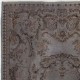 Gray Color Overdyed Handmade Vintage Turkish Rug with Medallion Design