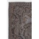 Gray Color Overdyed Handmade Vintage Turkish Rug with Medallion Design