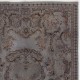 Gray Color Overdyed Handmade Vintage Turkish Rug with Medallion Design
