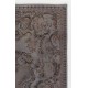 Gray Color Overdyed Handmade Vintage Turkish Rug with Medallion Design