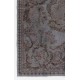 Gray Color Overdyed Handmade Vintage Turkish Rug with Medallion Design