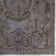 Gray Color Overdyed Handmade Vintage Turkish Rug with Medallion Design