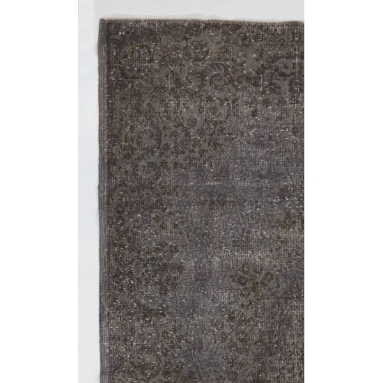 Gray Color OVERDYED Distressed Vintage Turkish Rug