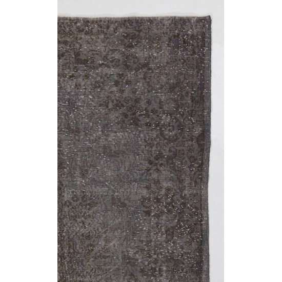 Gray Color OVERDYED Distressed Vintage Turkish Rug