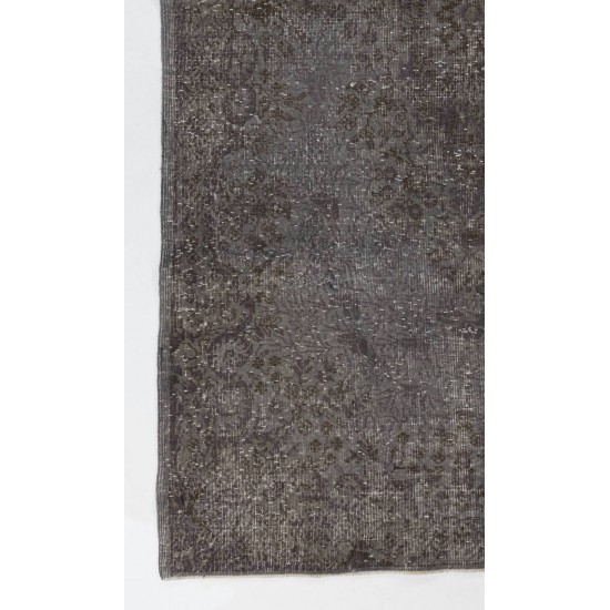 Gray Color OVERDYED Distressed Vintage Turkish Rug